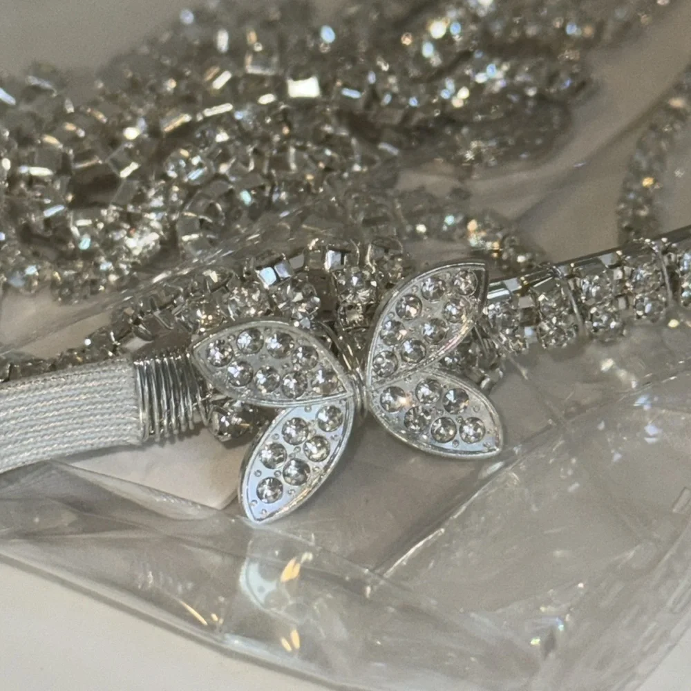 Bridal Layered Rhinestone Headband Tassel Crystal Hair Band Sparkly Hair Jewelry